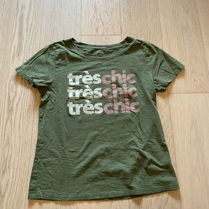 J Crew Graphic Tee with 'très chic' Print